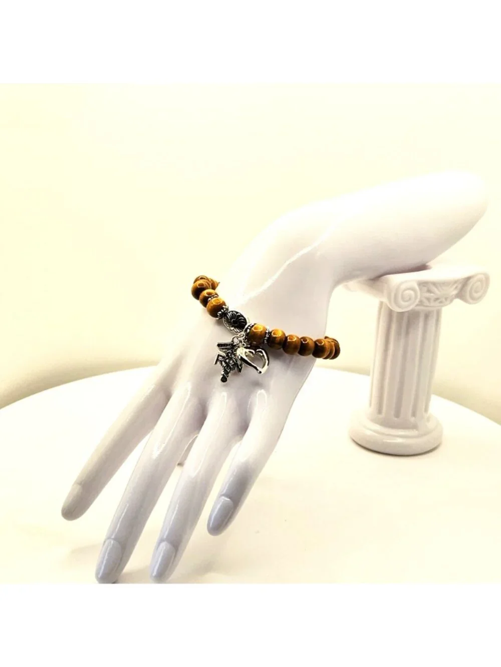 Nurse Charm Wood Bead Bracelet, RN Gift for Nurse, Medical Bracelet for Women